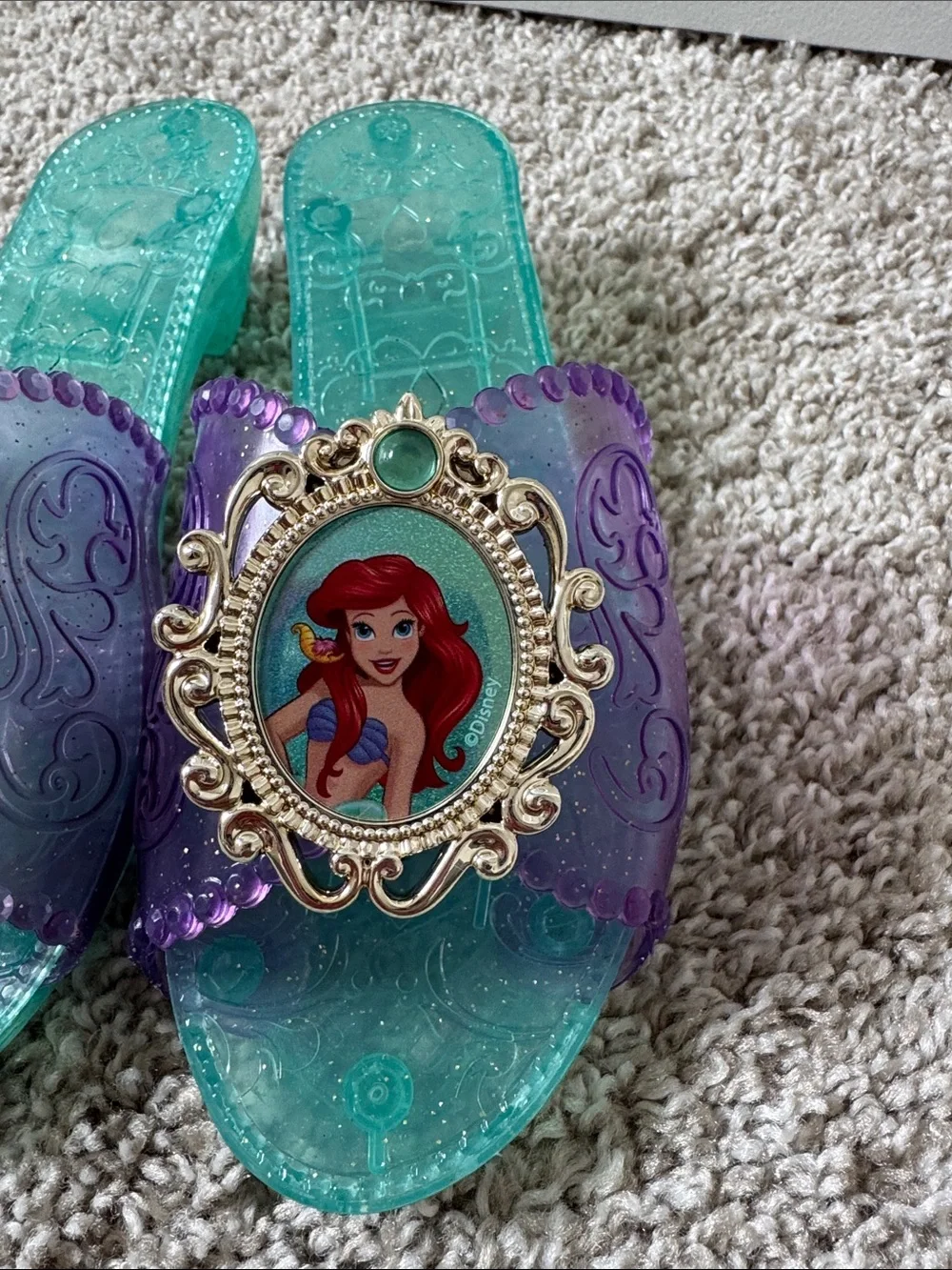Girls' Ariel Jelly Slide Heels/ Sandals in Teal and Purple